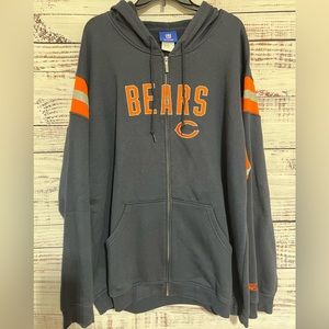 Chicago Bears Reebok Sweatshirt Mens 2XL Blue Full Zip Up Hoodie Sweatshirt NFL